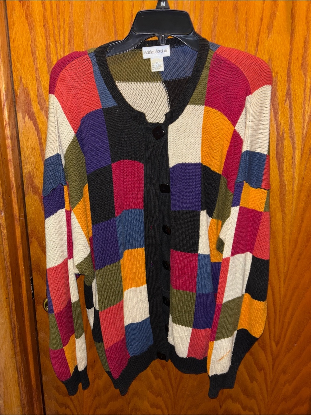 Adrian Jordan Multicolor Patchwork Cardigan - Vibrant Block Knit